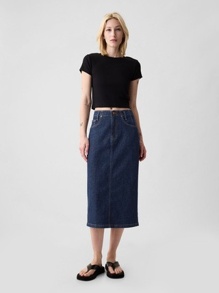 GapHeritage Button-Back Denim Midi Pencil Skirt | Gap (US)