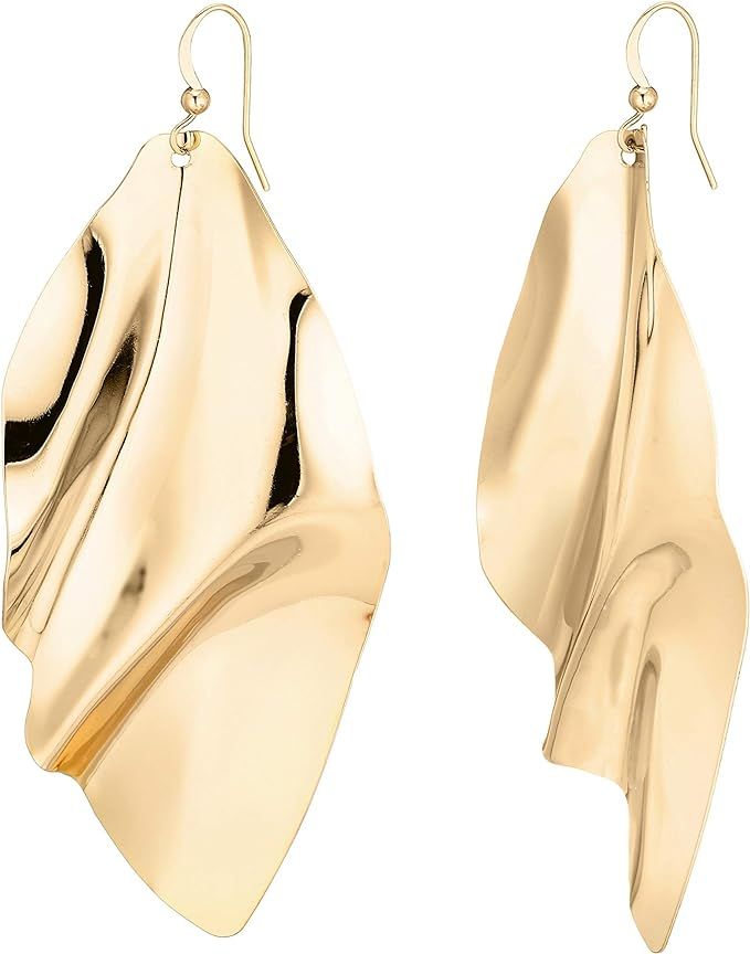 18K Gold Leaves Leaf Chandelier Lightweight long Dangle Drop Statement Earrings for Women, Girls | Amazon (US)