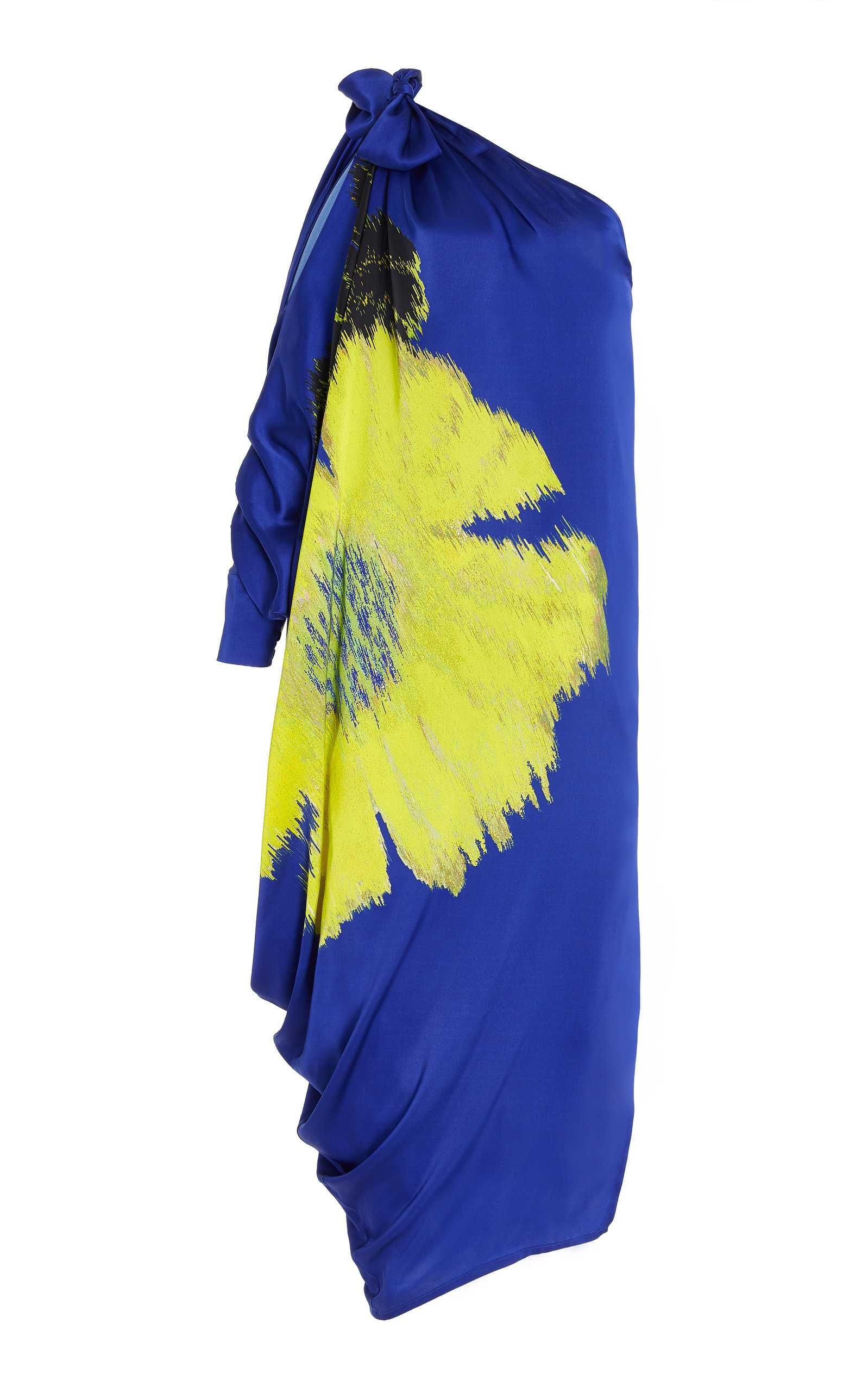 Crema Floral Silk One-Shoulder Tunic Dress | Moda Operandi (Global)