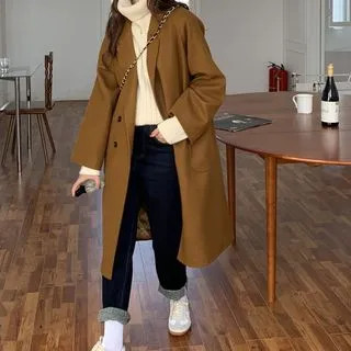 Izeberg - Double Breasted Long Coat | YesStyle Global