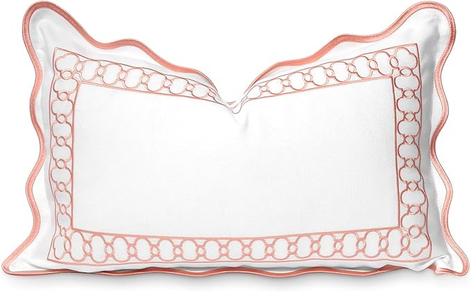 Hofdeco Premium Coastal Patio Indoor Outdoor Scalloped Lumbar Pillow Cover Only, 12"x20" Water Re... | Amazon (US)
