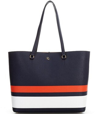 Lauren Ralph Lauren Karly Crosshatch Leather Large Tote Bag | Dillard's | Dillard's