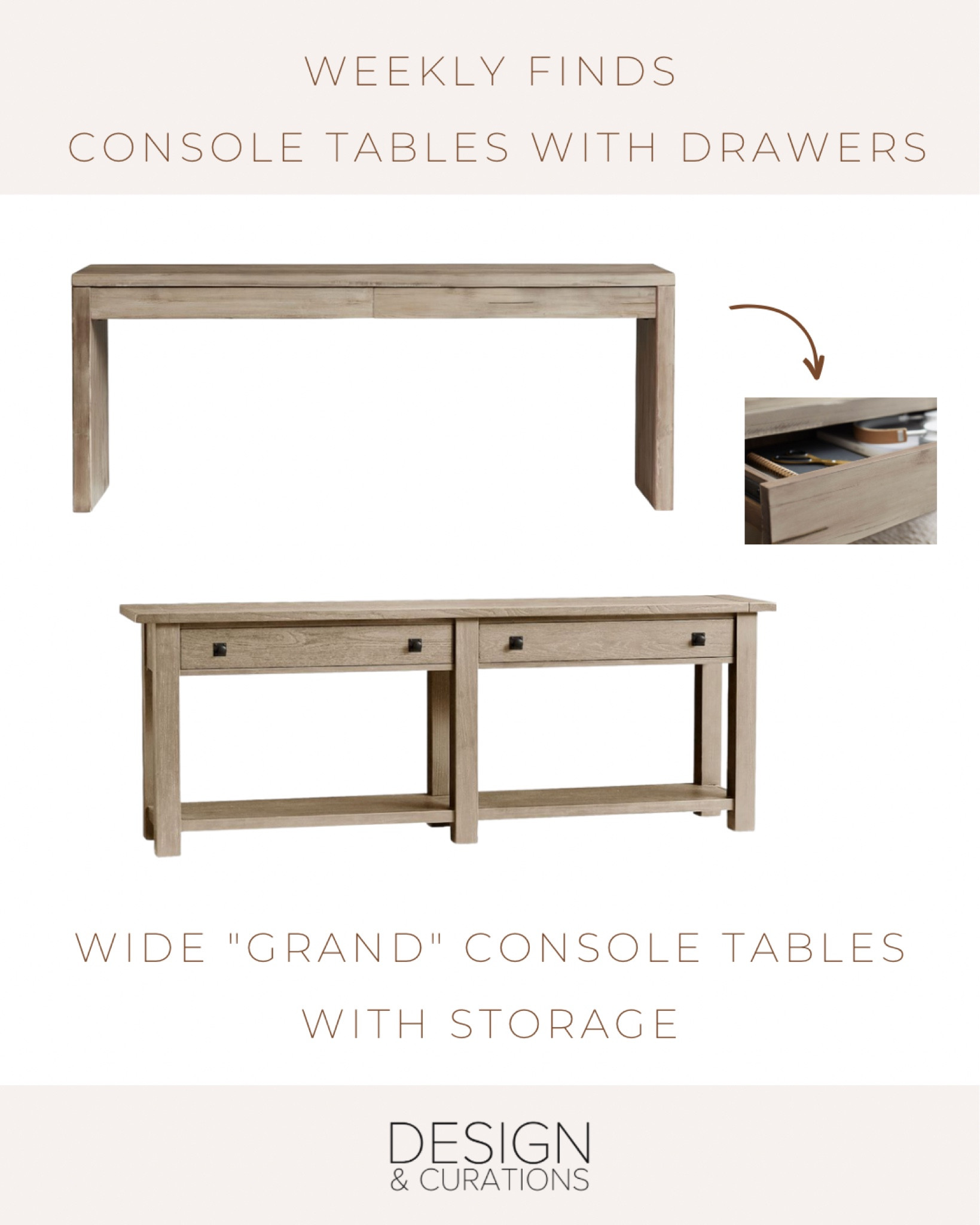 Console tables with storage, wide console table, pottery barn! 

#LTKhome #LTKFind