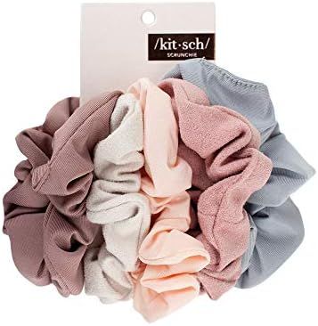 Kitsch Matte Scrunchies for Hair, Hair Scrunchies for Women, Soft Scrunchy Hair Bands, 5 Pack (Blush | Amazon (US)
