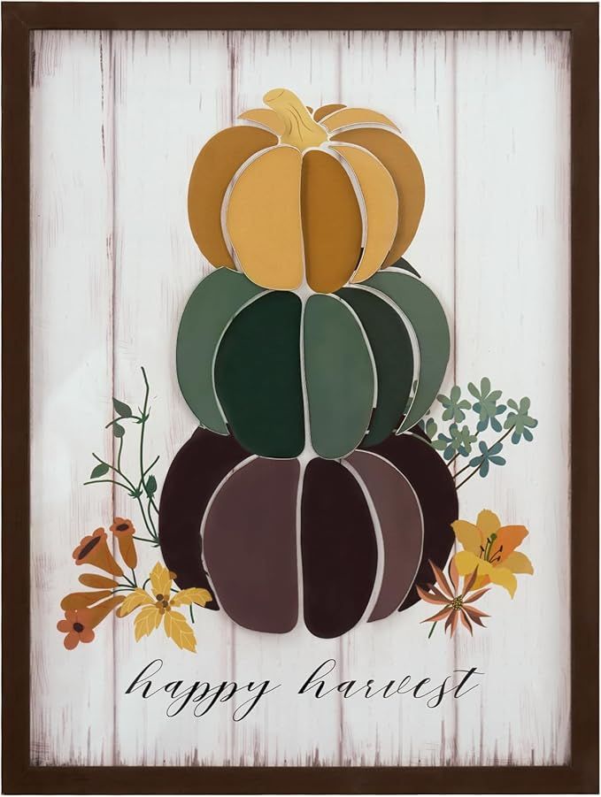 ArtbyHannah Fall Wall Deocr Framed 3d Fall Wall Art, Fall Pumpkin Pictures Decor Rustic Autumn De... | Amazon (US)