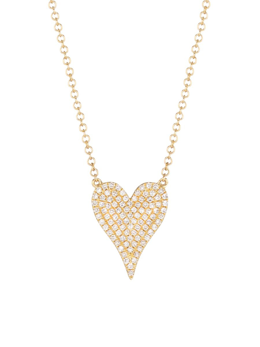 14K Yellow Gold & 0.21 TCW Diamond Heart Pendant Necklace | Saks Fifth Avenue