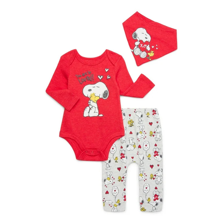 Character Infant Baby Valentine's Day Take Me Home, Bib, Long-Sleeve Bodysuit, and Pants Outfit S... | Walmart (US)