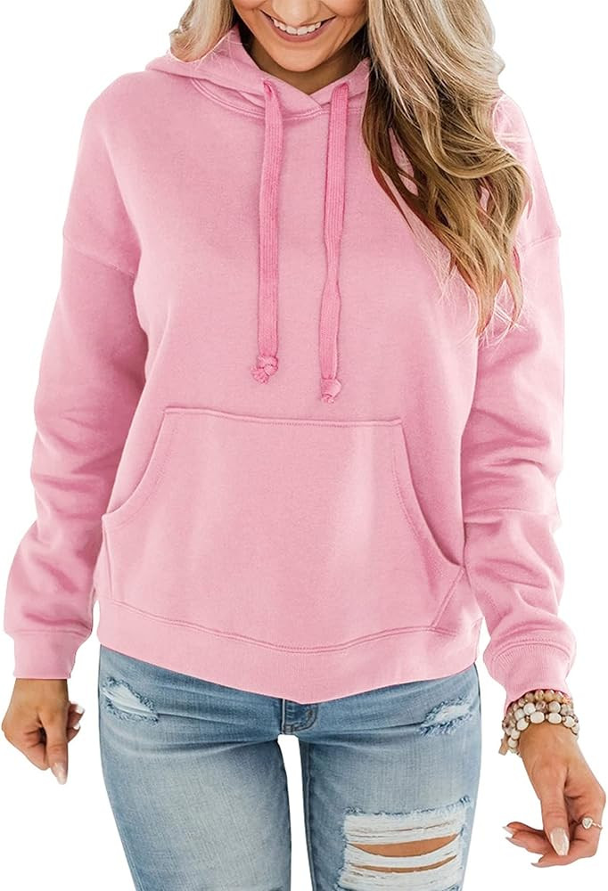 BeadChica Womens Casual Hoodies Crew Neck Long Sleeve Sweatshirts With Pocket Lightweight Pullove... | Amazon (US)