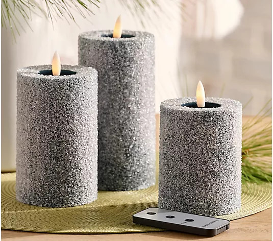 Home Reflections S/3 Flameless Crystal Pillar Candles - QVC.com | QVC