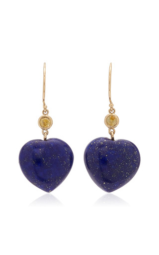 14K Yellow Gold Lapis, Sapphire Earrings | Moda Operandi (Global)