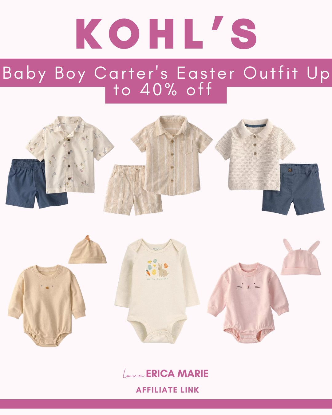 These baby boy Easter outfits from Carter’s are up to 40% off right now. Perfect for family photos, church, or spring celebrations. Such cute styles at a really good price. 

 #LTKSpringSale #LTKSeasonal #LTKBaby