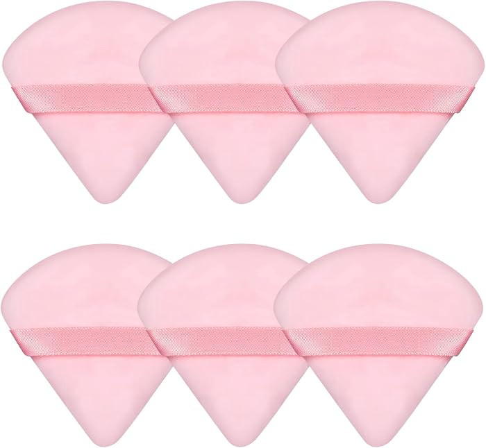 6 Pieces Powder Puff Face Soft Triangle Pink Gifts for Loose and Body Powder, Velour Makeup Spong... | Amazon (US)