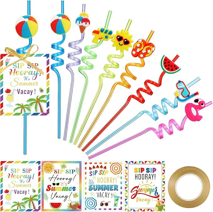 Yexiya 24 Pcs End of the Year Student Gifts Straws, with Summer Gift Tags, Kindergarten School Gr... | Amazon (US)