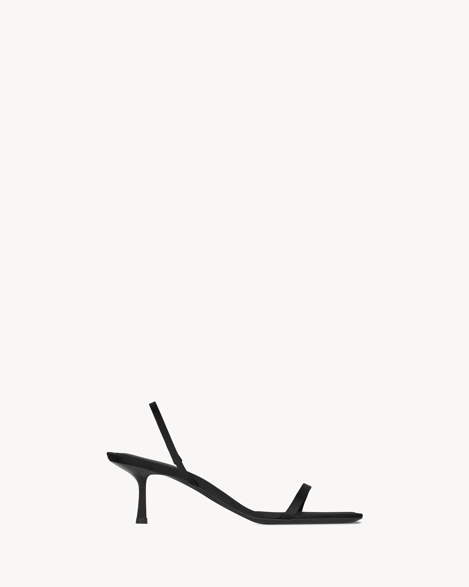 strappy sandals with a square toe and stiletto kitten heel. | Saint Laurent Inc. (Global)