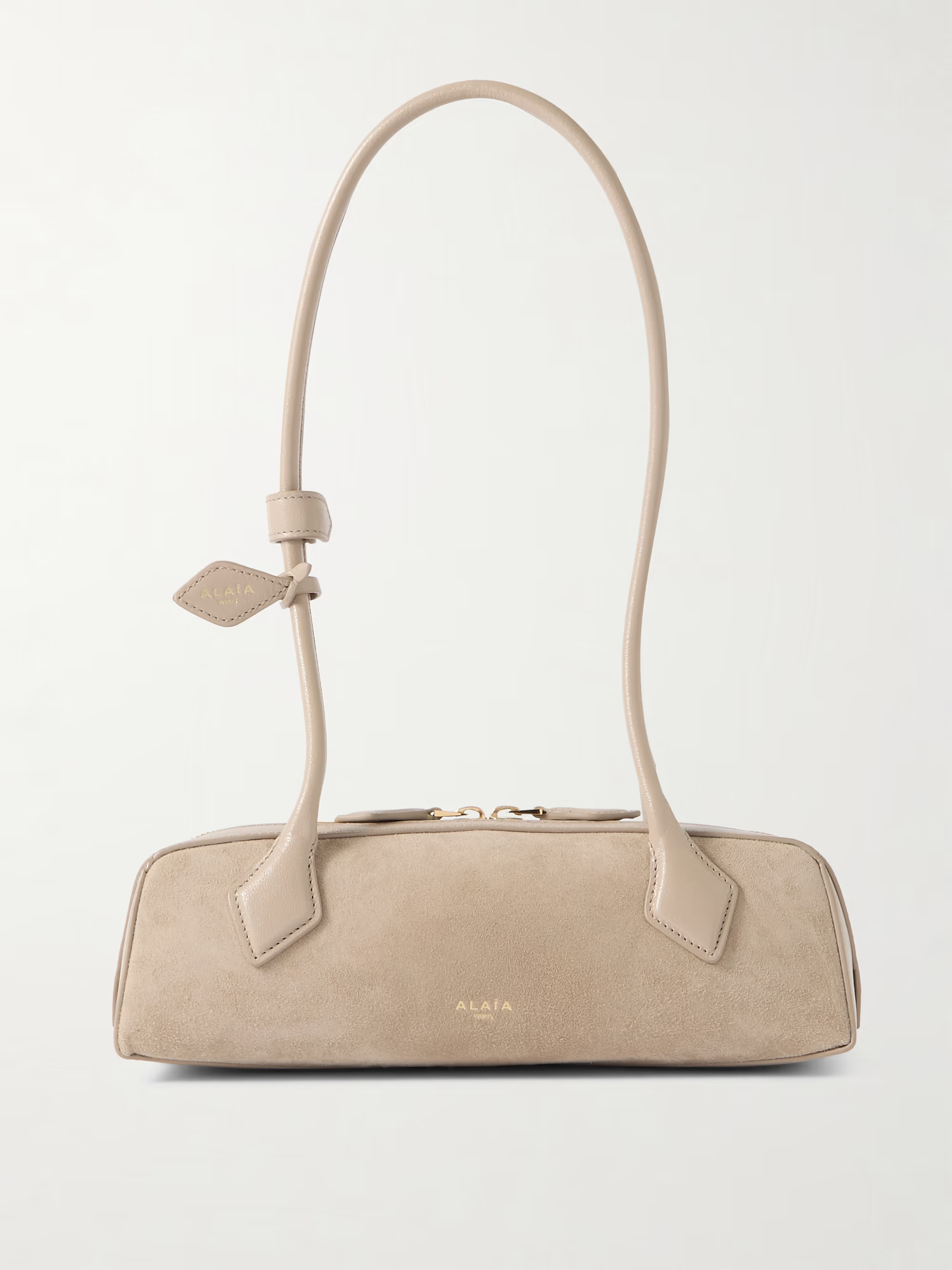 Le Teckel small leather-trimmed suede shoulder bag | NET-A-PORTER (UK & EU)
