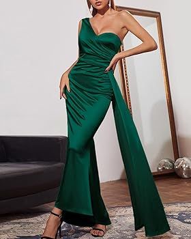 GZYIGE One Shoulder Bridesmaid Dresses Long Satin Formal Evening Party Prom Dress Gowns for Women... | Amazon (US)