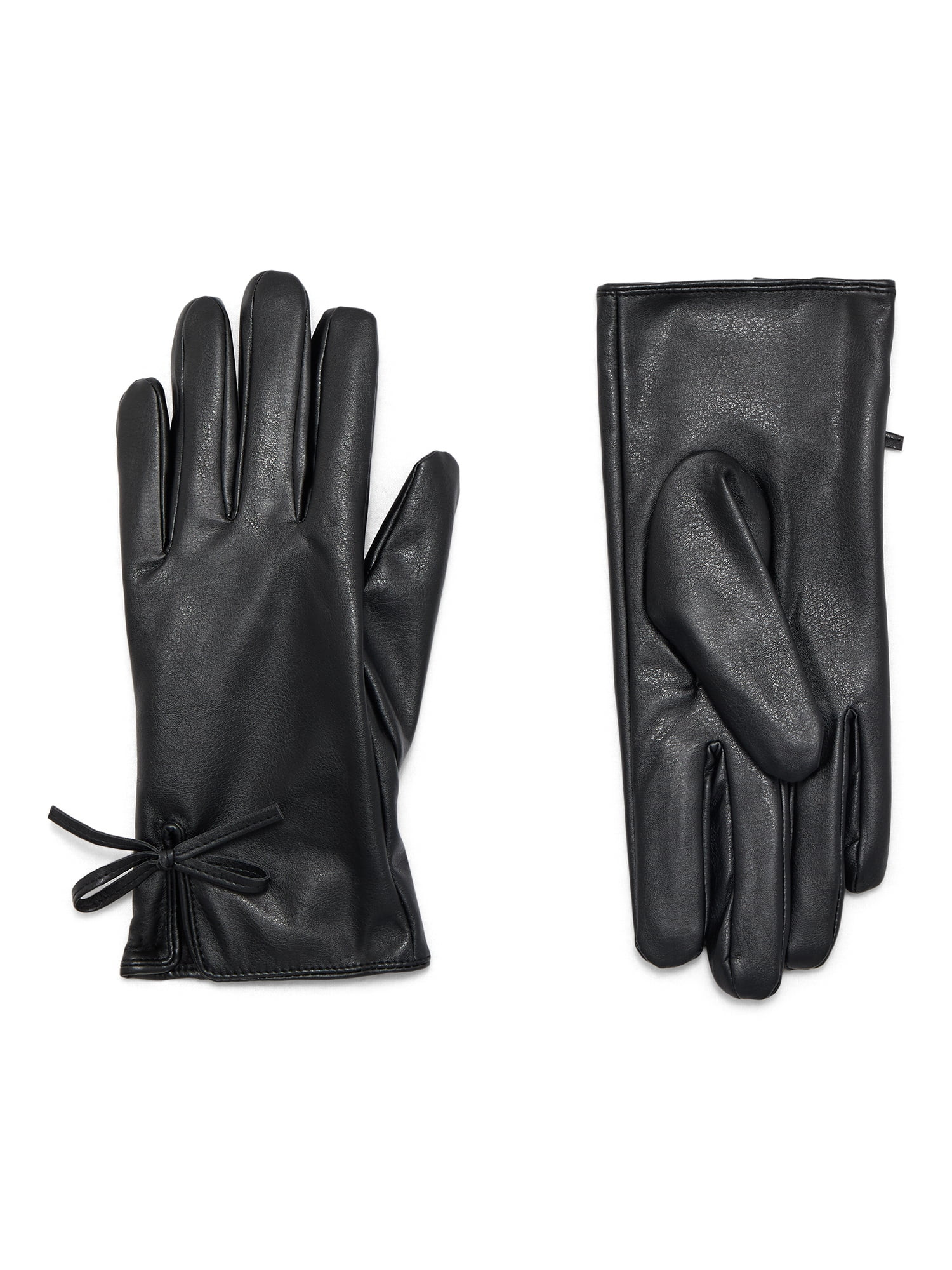Time and Tru Bow Accent Faux Leather Gloves | Walmart (US)