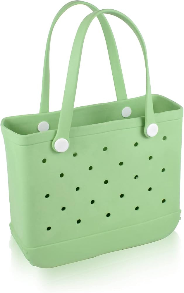 Great Waterproof Washable Beach Tote Bag (Green), Durable Open Tote Travel Bags, EVA Handbag for Bea | Amazon (US)