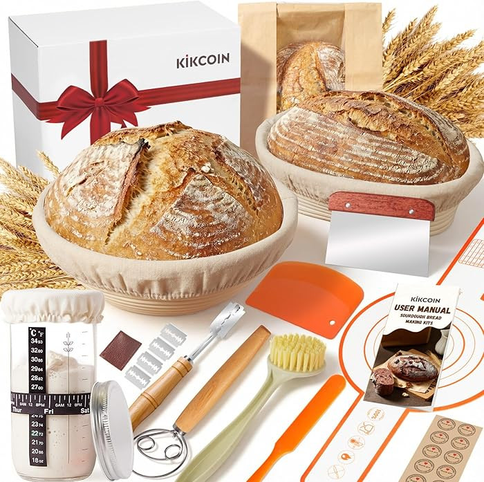 Kikcoin Sourdough Starter Kit, Complete Sourdough Bread Baking Supplies Includes 24oz Sourdough S... | Amazon (US)