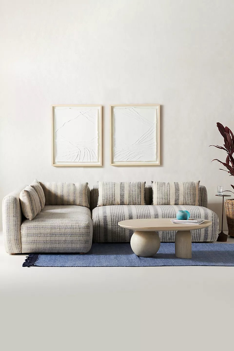 Boro Stripe Kori Modular, Armless Chair + Corner Chair + Armless Sofa | Havenly