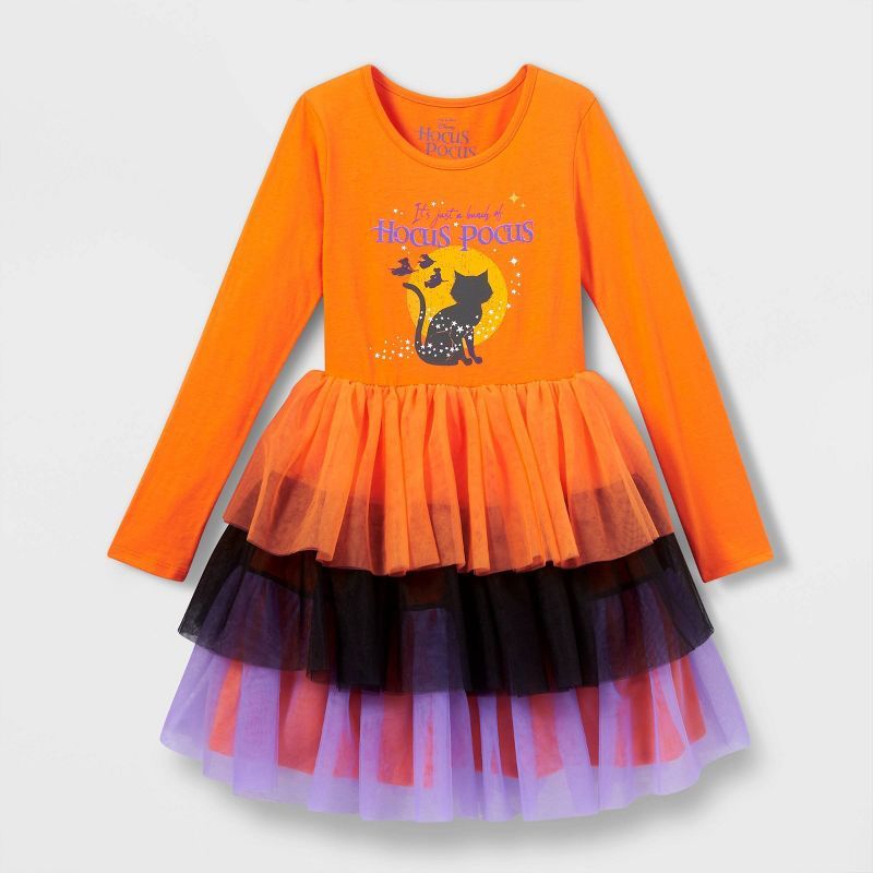 Girls' Hocus Pocus Tiered Tutu Dress - Orange | Target