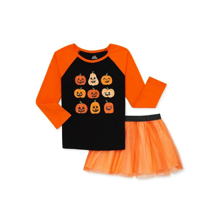 Halloween Way to Celebrate! Baby and Toddler Girl Long-Sleeve T-Shirt and Tutu Outfit Set, 2-Piec... | Walmart (US)