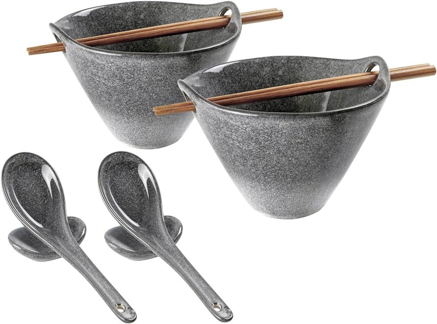 UNICASA Japanese Ramen Bowl Set with Chopsticks, Spoons and Rests, 20oz Deep Porcelain Noodle Bow... | Amazon (US)