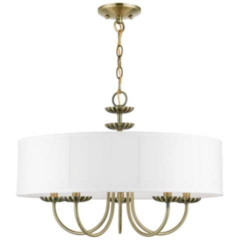 5 Light Antique Brass Pendant Chandelier | Lamps Plus