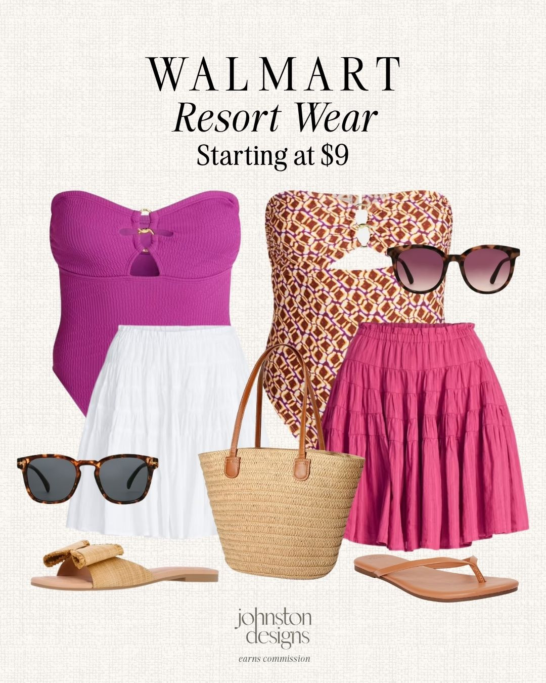 Walmart resort wear starting at $9 with colorful swim looks, breezy skirts and easy beach day accessories. 💕

Walmart resort wear, Walmart swim finds, pink one piece swimsuit, patterned swimsuit, white swim skirt, pink tiered skirt, straw tote bag, tortoise sunglasses, raffia slide sandals, summer beach outfit, poolside style, vacation outfit idea, affordable Walmart fashion, colorful resort style, warm weather finds 

 #LTKootd #LTKSwim #LTKTravel