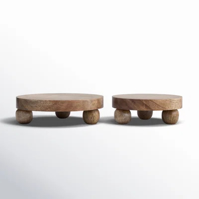 Round Wood Set Of 2 Riser Trays - 10.0" x 10.0" x 3.0 | Wayfair North America