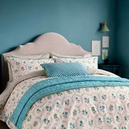 Ella's Cross Stitch Duvet Cover SET, Green | Bedeck Home (UK)