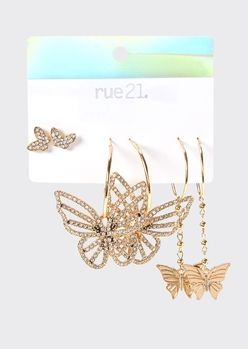 3-pack gold butterfly earring set | rue21