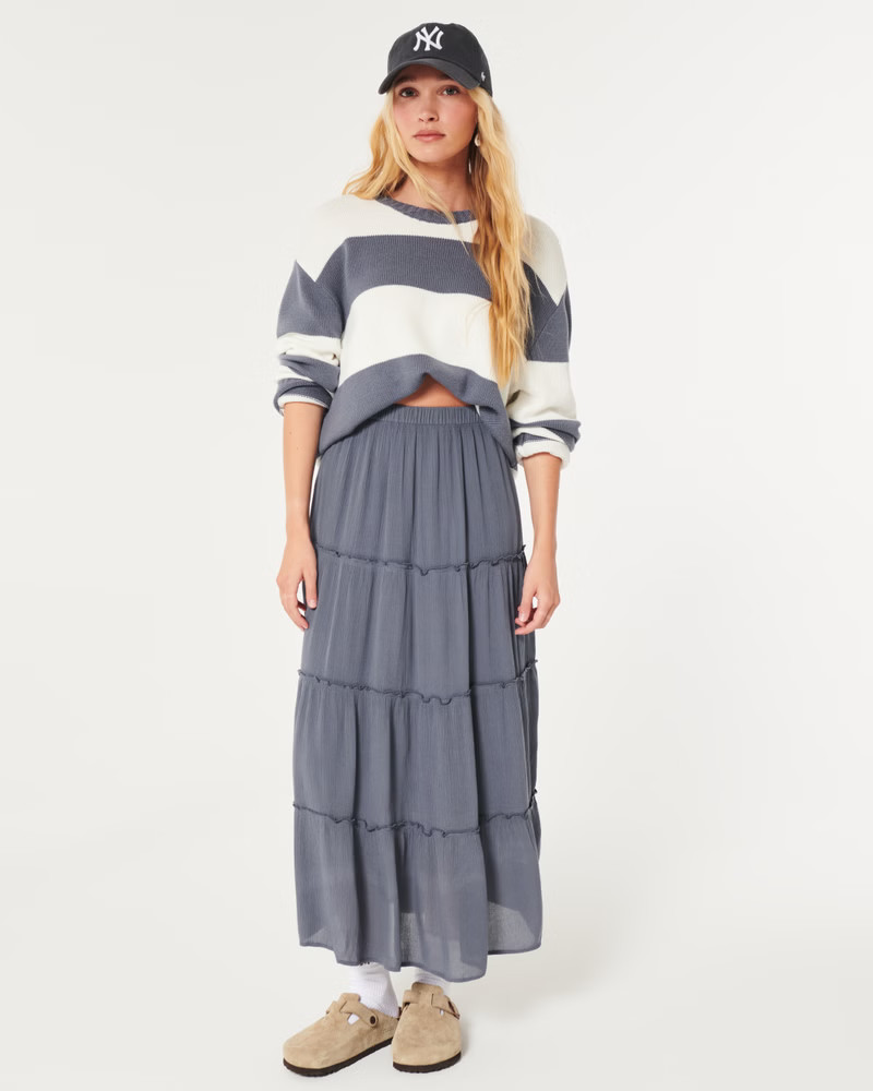 Adjustable Rise Crinkle Maxi Skirt | Hollister (US)