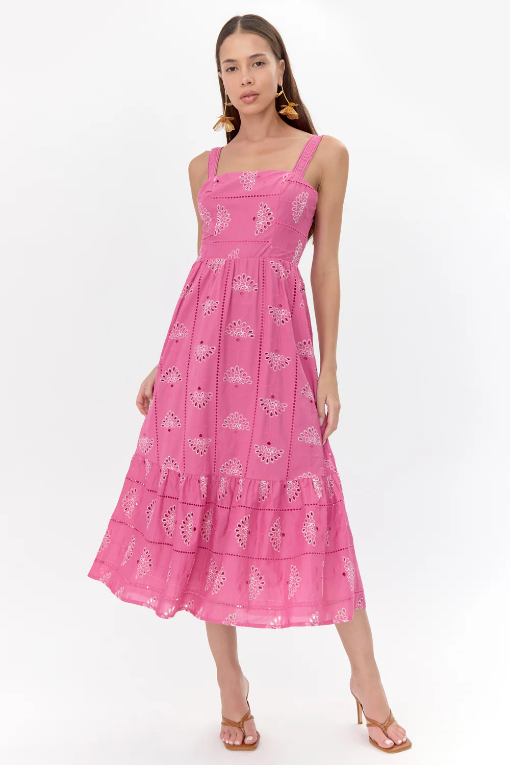 Merinda Embroidered Eyelet Midi Dress | Adelyn Rae