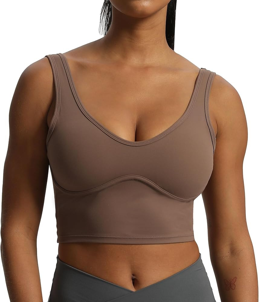 Aoxjox Women's Workout Brooke Tank Crop Curve Longline Fitness Sports Bras Training Gym Bra Yoga | Amazon (US)