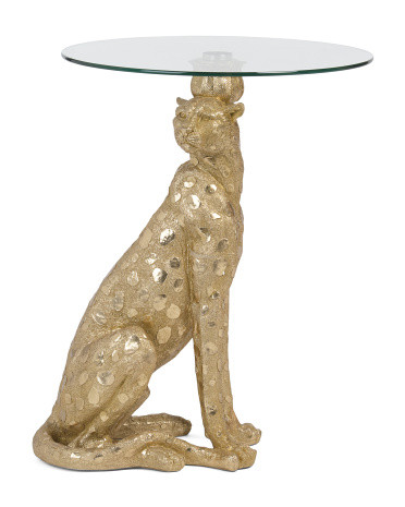 25in Glass Tabletop Jaguar Accent Table | TJ Maxx