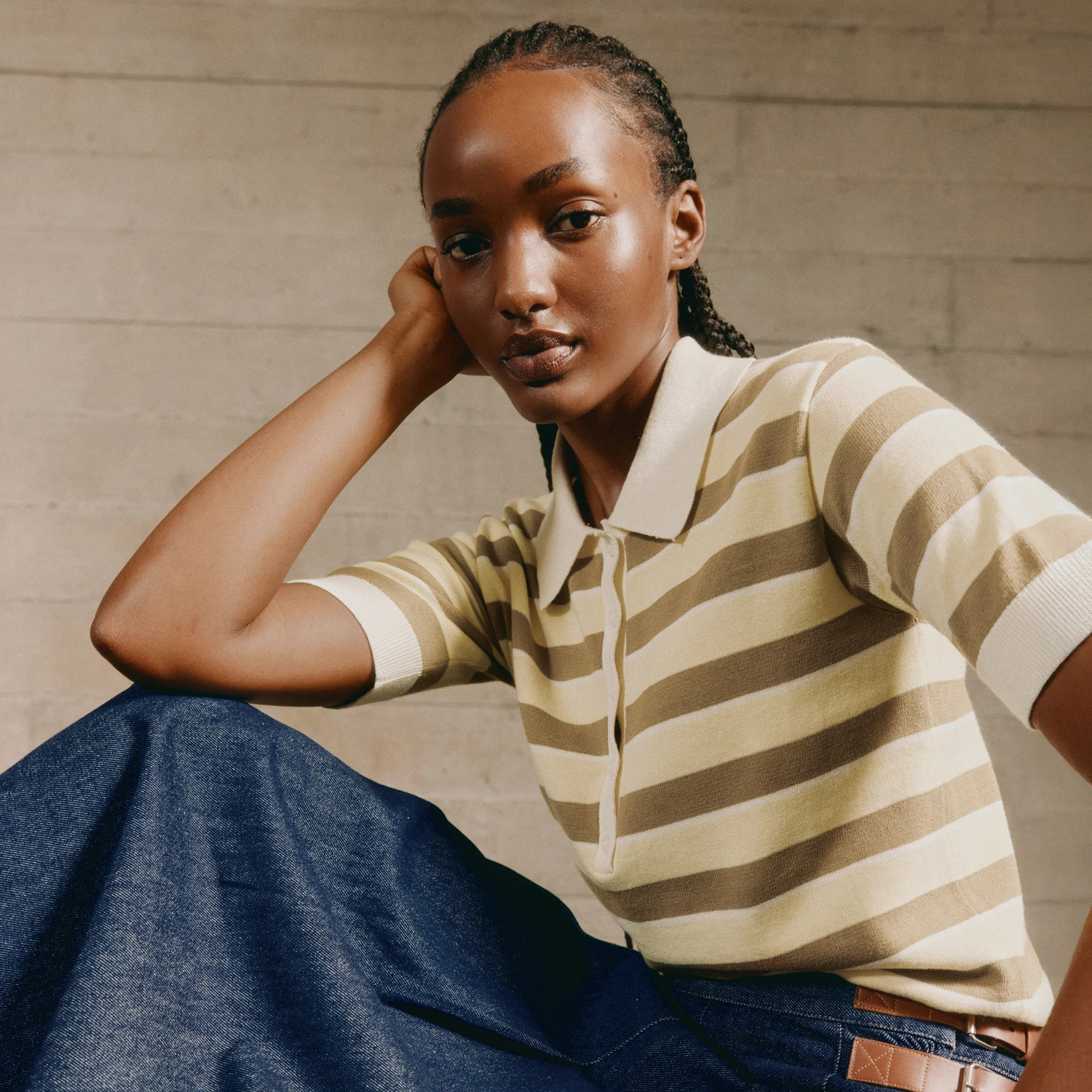 Lemon & Camel Stripe Polo | Albaray