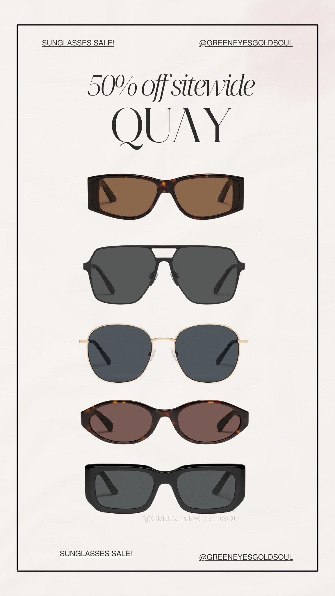 Quay sunglasses sale - 50% off sitewide! 🤍

Sunglasses, aviator

#LTKCyberWeek #LTKSaleAlert
