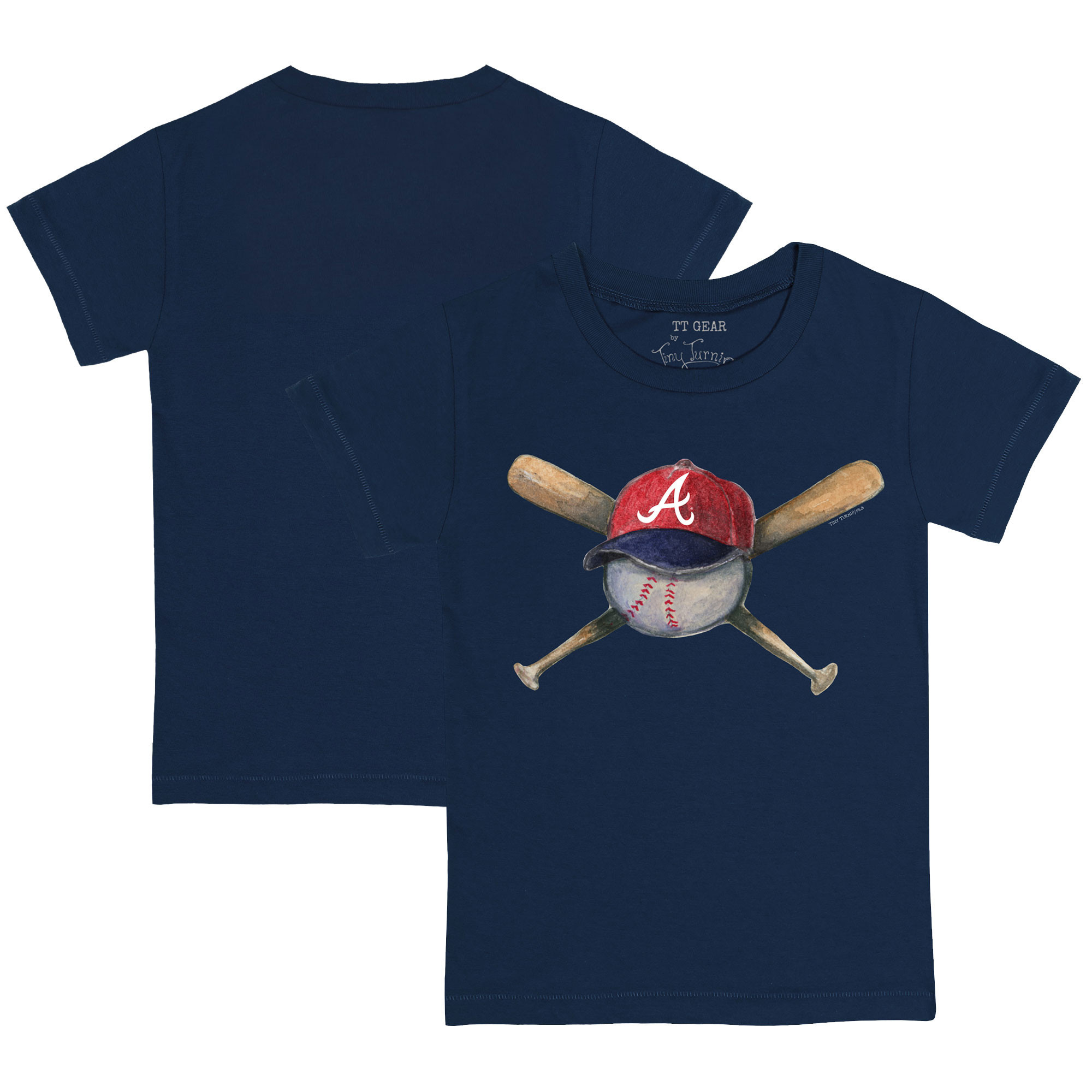 Youth Tiny Turnip Navy Atlanta Braves Hat Crossbats T-Shirt | Fanatics