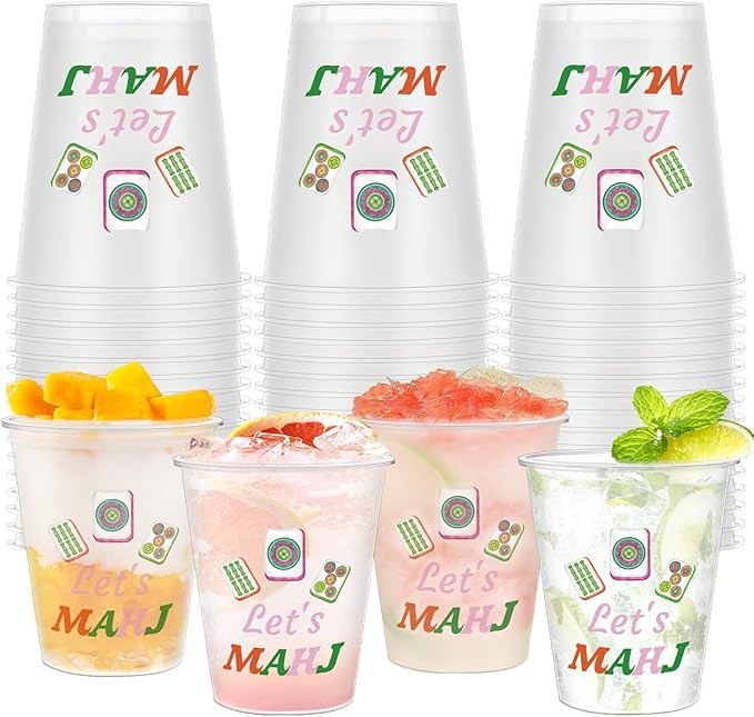 Meanplan 50 Pcs Mahjong Cups Mah Jong Party Supplies Reusable Funny Plastic Cups Gifts for Mah Jo... | Amazon (US)