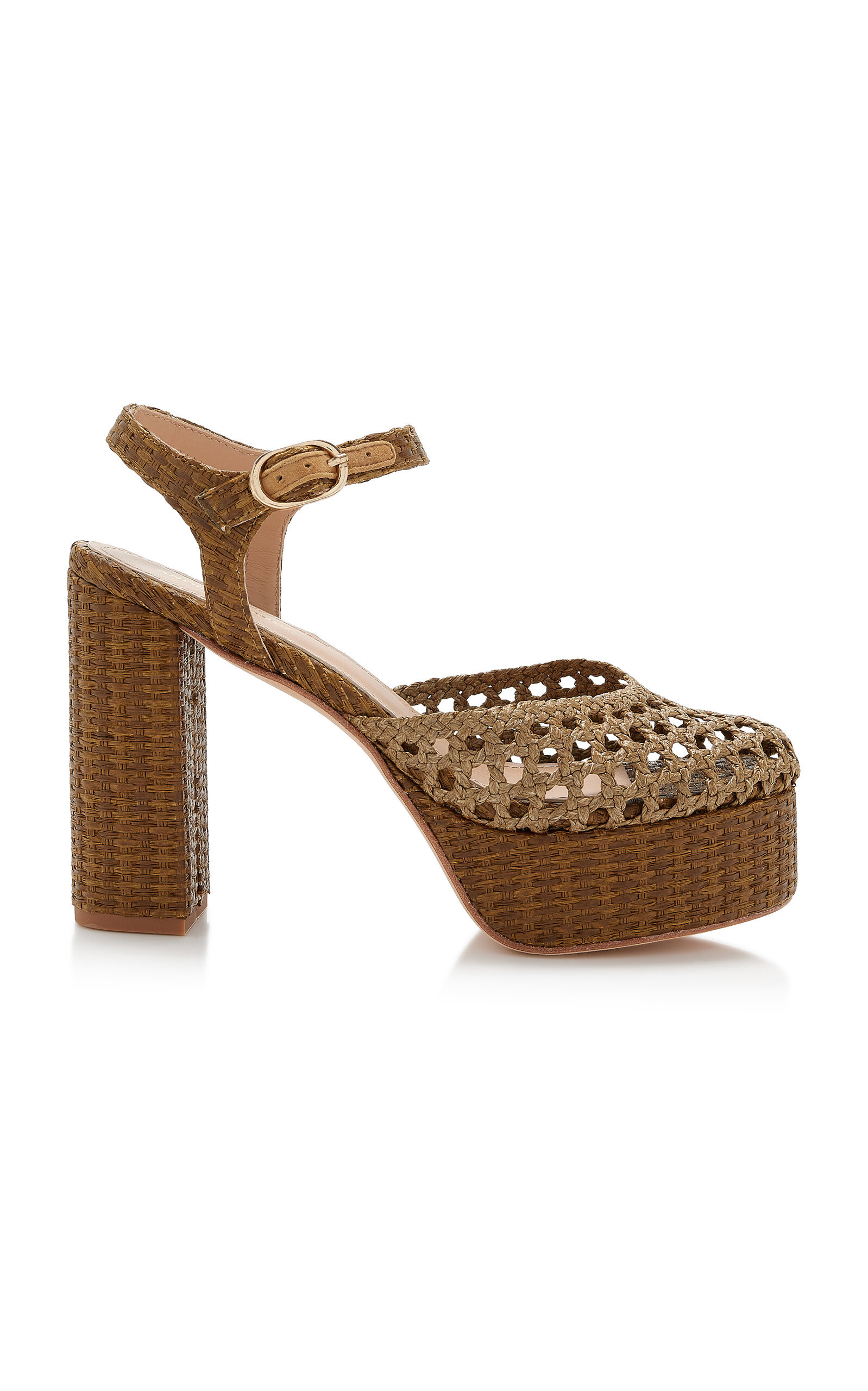 Andrea Gomez - Exclusive Beatriz Raffia Platform Sandals - Olive - IT 37.5 - Moda Operandi | Moda Operandi (Global)
