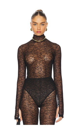 Crystalline Turtleneck Bodysuit in Black | Revolve Clothing (Global)