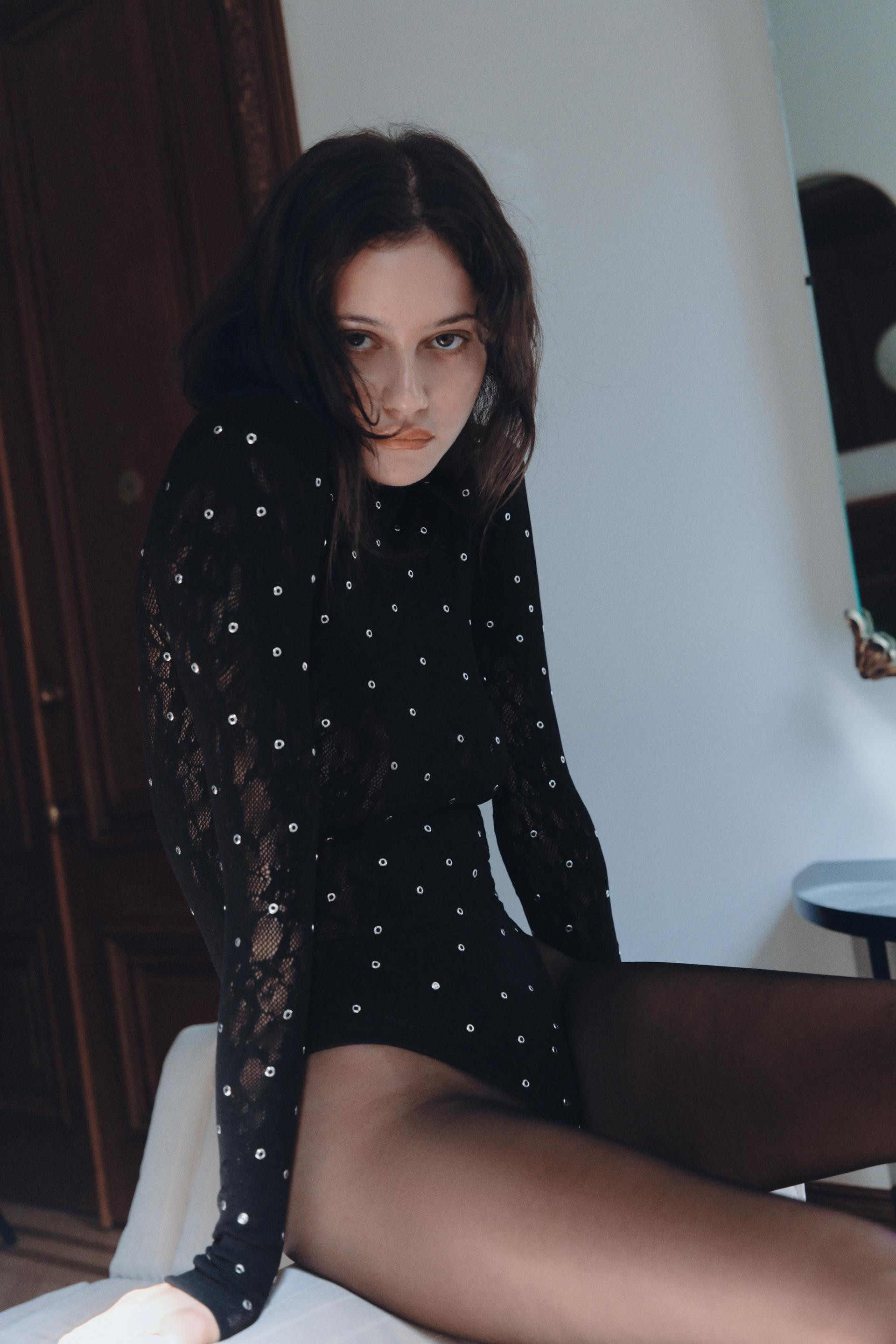 Zara - Seamless Lace Studded Bodysuit - Black - Xs-S - Woman | Zara US