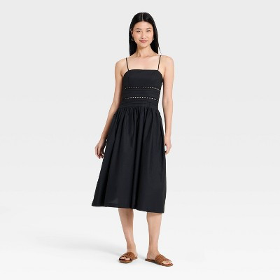 Women's Lace Trim Midi Dress - A New Day™ Black XL | Target