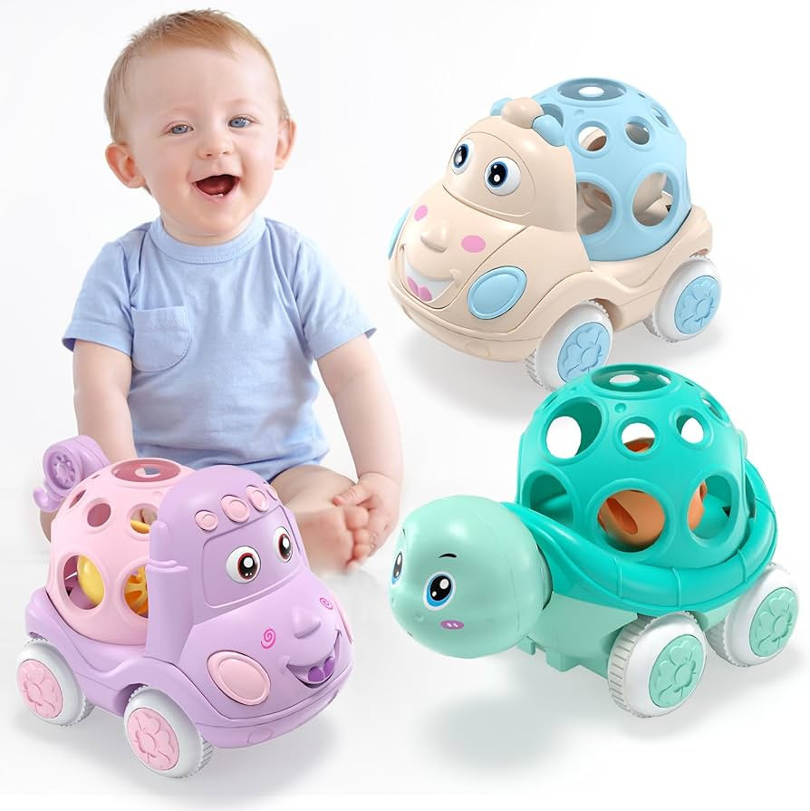 Baby Toy Cars for 1 Year Old Girl & Boy, Babies Car Toys for 1-3 Girls Boys, Rattles Push and Go ... | Amazon (US)