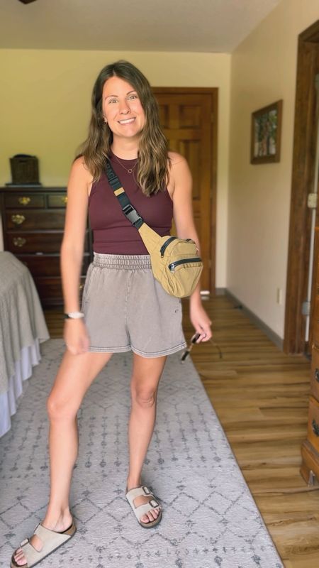 Wearing a size small in the tank (burgundy color— looks purple in person). My shorts are older but I linked similar options! 
My baggy belt bag color is sold out, but I linked the most similar color available. 

#LTKFindsUnder50 #LTKStyleTip #LTKFindsUnder100