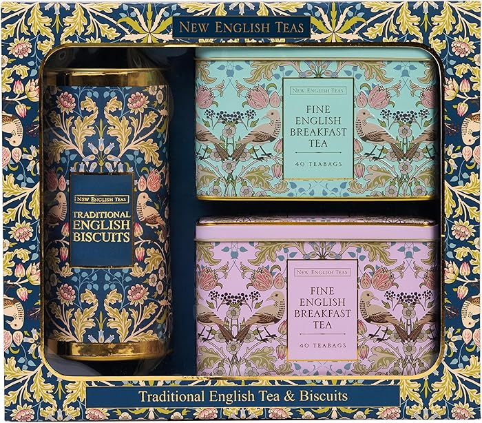 New English Teas Traditional Tea & Cookies Gift Set with 80 English Breakfast Teabags & Cornish C... | Amazon (US)