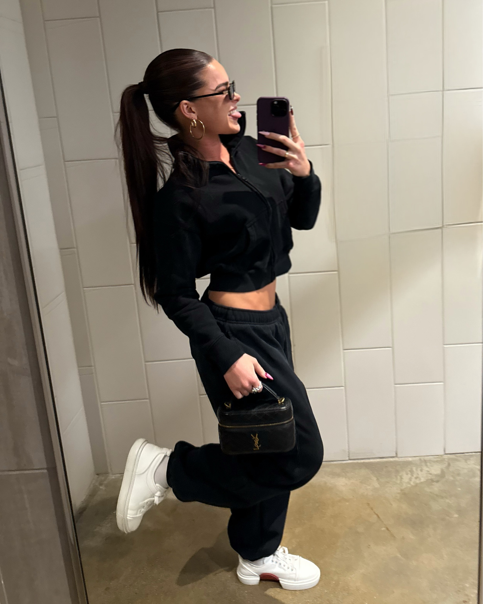 fight night fit check.🥊🥊 (Don’t mind the warped wall lol I removed the paper towel dispenser😭😭) 

#LTKgrwm #LTKdayinmylife #LTKootd