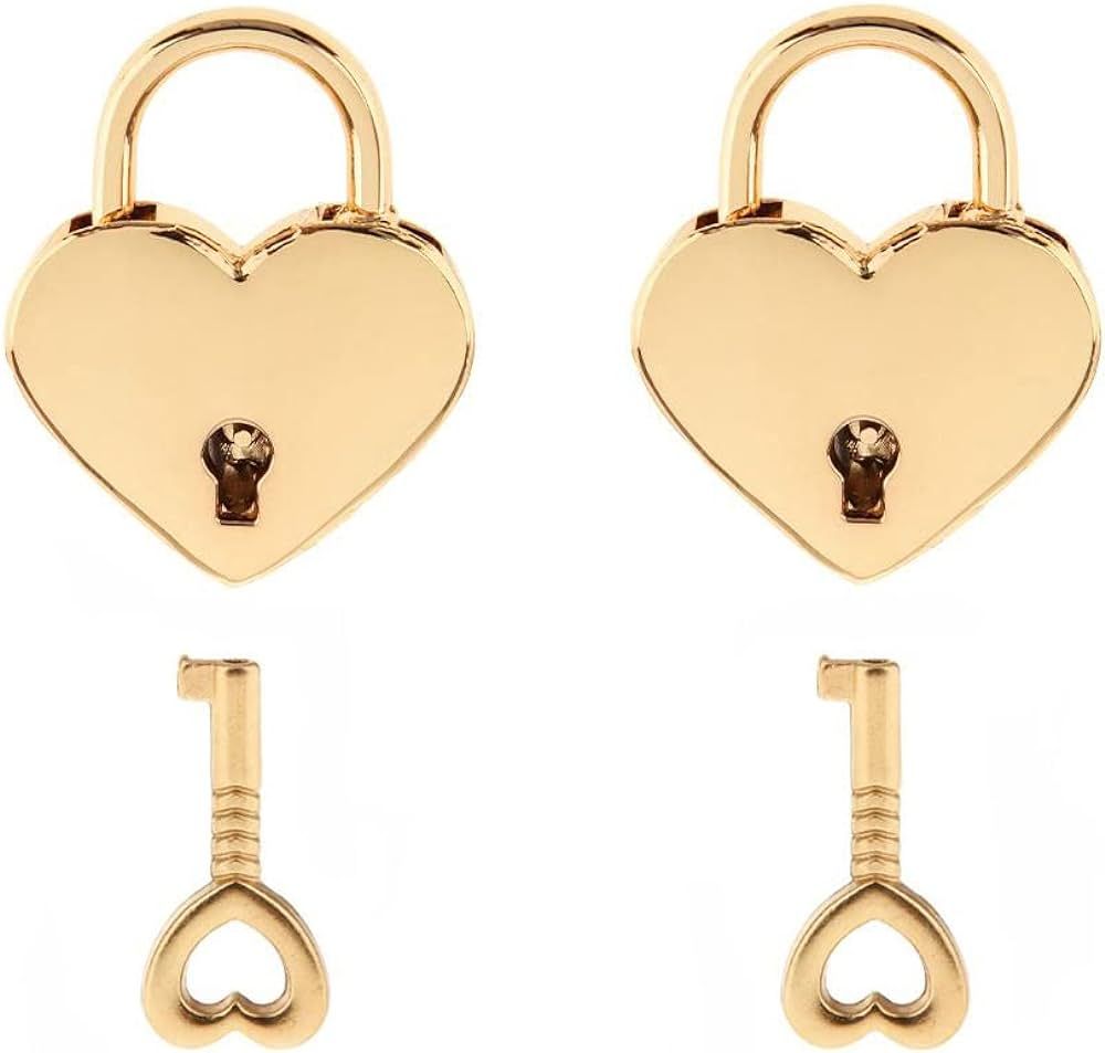 Warmtree Small Metal Heart Shaped Padlock Mini Lock with Key for Jewelry Box Storage Box Diary Bo... | Amazon (US)