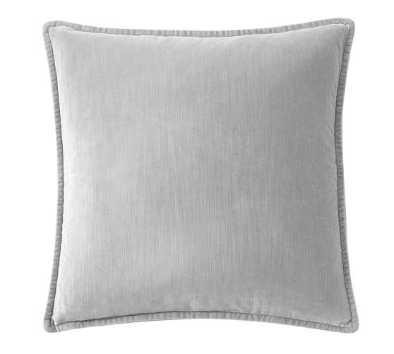 Washed Velvet Pillow Cover - Alloy Gray | Pottery Barn (US)